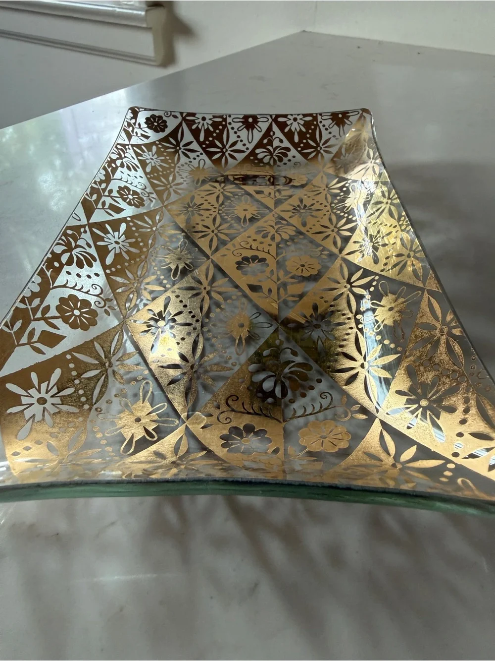 Stunning George Briard Mid Century Modern Iberia Gold Accented Trays- Set of 2